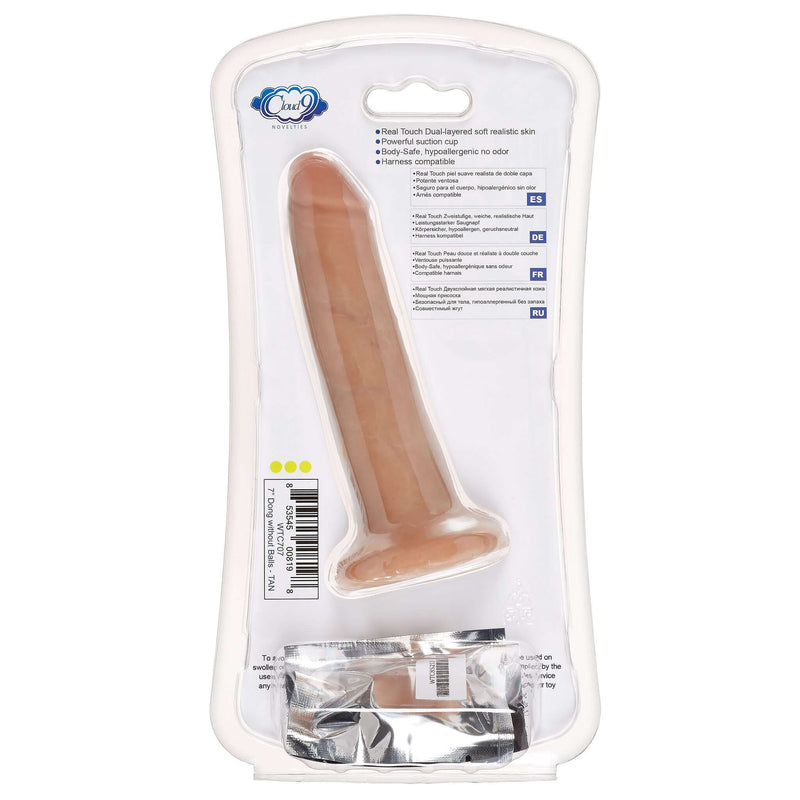 CLOUD 9 DUAL DENSITY DILDO TOUCH 7IN W/ NO BALLS TAN/ MOCHA-3