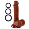 PRO SENSUAL PREMIUM SILICONE DONG W/ 3 C RINGS BROWN 6 "-2