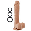 Pro Sensual Premium Silicone Dong Tan 9 inches & 3 Rings with three black rings for versatile pleasure.