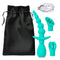 Cloud 9 teal massager kit with attachments and USB charger in black storage pouch.