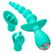 Cloud 9 Health and Wellness teal anal, clitoral, and nipple massager kit with three silicone attachments.