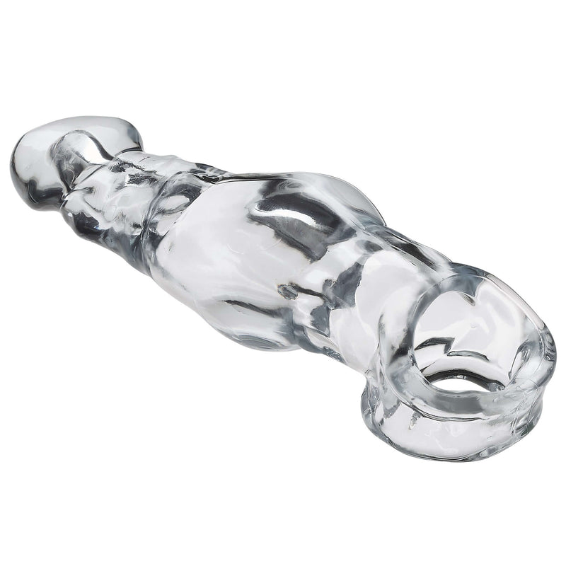 Clear Cloud 9 Penis Sleeve 5.25" for added length and girth, made from soft, body-safe TPE material.