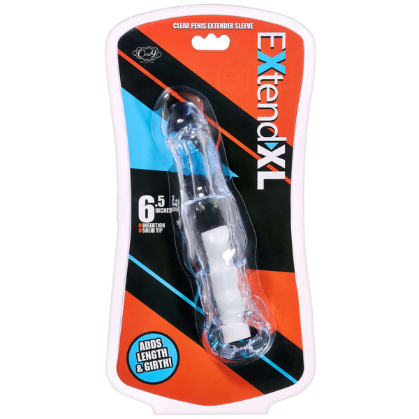 Clear Extend XL 6.5" penis extender sleeve packaging for enhanced length and girth.