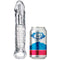 Cloud 9 Penis Sleeve 7.25" next to soda can for size comparison, showcasing the transparent extender's design and texture.