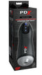 PDX ELITE SUCK-O-MATIC - Clear/Black in packaging, showcases intermittent suction and vibration features for ultimate pleasure.