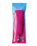 Fox Tail Large Stainless Steel Butt Plug Hot Pink in vibrant packaging with faux fur tail.