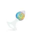 Pinkelephant Luxe Prism Small Butt Plug Rainbow in clear silicone with rainbow crystal glass design.