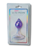 Pinkelephant Luxe Prism Small Butt Plug Light Purple in packaging, showcasing its handcrafted glass and unique design.
