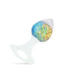 Pinkelephant Luxe Prism Medium Butt Plug Rainbow with smooth platinum silicone and handcrafted glass ball.