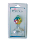 Pinkelephant Luxe Prism Medium Butt Plug Rainbow in packaging with handcrafted crystal glass and platinum silicone design.