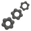 Alpha Liquid Silicone 3 Ring Endurance Set Grey showing three premium pleasure enhancers in soft grey silicone.