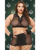 Dreams by Baci Sergeant Seduction Queen Lingerie Set Black, showcasing a confident, military-inspired lingerie look.