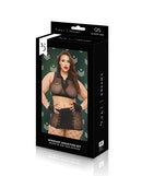 Dreams by Baci Sergeant Seduction Queen Lingerie Set Black packaging featuring a model in military-inspired lingerie.