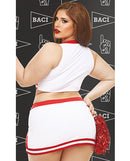 Dreams by Baci Gameday Hottie 4 Piece Set White Red Queen back view featuring sporty cheerleader details.