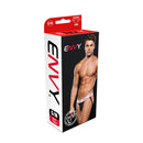 Envy Low-Rise Jock Black S/M Men's Underwear packaging featuring a model in a low-rise jockstrap.