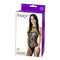 Lace Crochet Bodystocking Lingerie in Black, featuring a seductive design showcased on a model's figure.