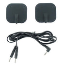 Zeus Electrosex Black Adhesive Silicone Pads Pair with connecting wires for electro-stimulation systems.