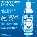 Clean Stream Relax Desensitizing Anal Lube 4 Oz bottle with water-based formula for anal play comfort.