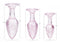Booty Sparks Glitter Gem Anal Plug Set 3pc showing sizes S/M/L in pink glitter design, perfect for beginners and experts.