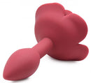 Master Series Booty Bloom Silicone Rose Anal Plug Small Red showcasing its unique floral design and body-safe silicone.