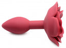 Master Series Booty Bloom Silicone Rose Anal Plug Small Red ideal for stylish and comfortable play with its floral design.