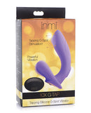 Inmi 10x G-Tap Tapping Silicone G Spot Vibrator Purple packaging showcasing powerful tapping G-spot stimulation.