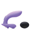 Inmi 10x G-Tap Tapping Silicone G Spot Vibrator Purple with remote control on a white background.