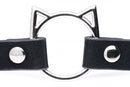 Master Series Kinky Kitty Ring Slim Choker Black featuring a silver cat ear design on a black strap.