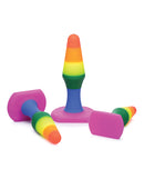 Frisky Rainbow Silicone Anal Trainer Set features colorful graduated plugs for comfortable backdoor play.