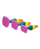 Frisky Rainbow Silicone Anal Trainer Set, featuring three colorful graduated plugs for confidence-building backdoor play.