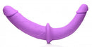 Strap U Double Charmer Double Dildo with Harness in purple color, designed for shared pleasure and double stimulation.