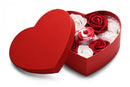 Bloomgasm The Rose Lovers Gift Box Swirl in a heart-shaped box with red and white decorative roses.
