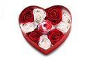 Bloomgasm The Rose Lovers Gift Box Swirl features a heart-shaped box with red and white decorative roses.