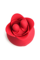Bloomgasm The Rose Fondle Rose Clit Stimulator in a vibrant red rose design, showcasing its elegant and stimulating form.
