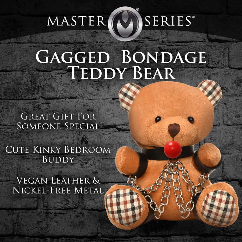 Gagged Bondage Bear from Master Series, a cute gift with vegan leather and nickel-free metal accents.