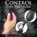 Control the pressure for Master Series Ass Puffer Nubbed Inflatable Silicone Anal Plug with a soft bulb and quick release valve.
