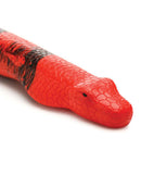 Creature Cocks King Cobra 18 inches Long Silicone Dong in vibrant red and black snake design.