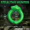 Creature Cocks Serpentine Cock Ring in jade green with fantasy snake design, dimensions labeled, Stealthy Hunter text in background.