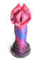 Creature Cocks Demogorgon Silicone Dildo with flared head, vibrant purple and pink design from XR Brands.