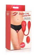 Frisky Double Love Connection Panty Vibe with Remote Control packaging showing discrete design and features.
