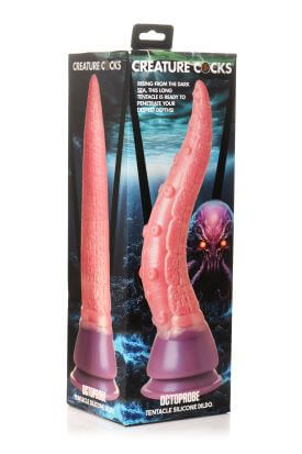XR Brands Creature Cocks Octoprobe Tentacle Silicone Dildo in packaging on display