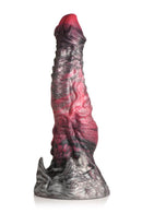 Creature Cocks Hades Silicone Dildo from XR Brands, black and red with intricate details and grooves, inspired by Hades, King of the Underworld