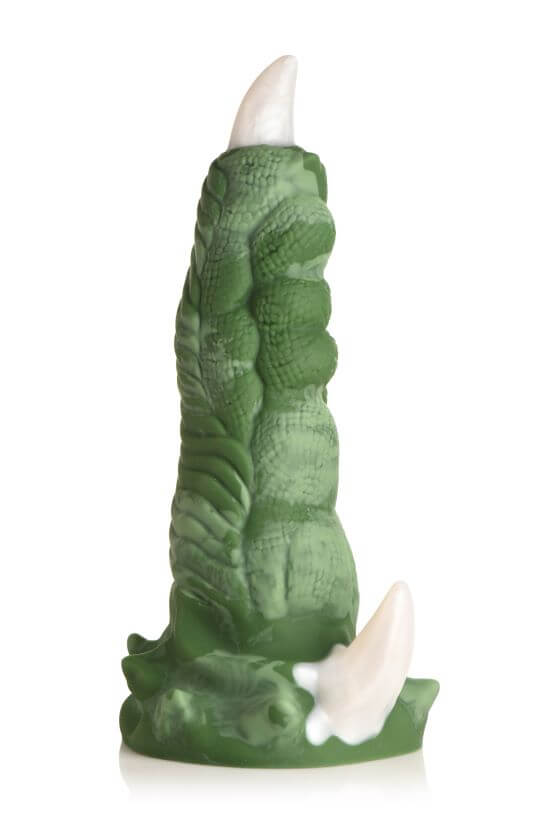 Creature Cocks Dragon Claw Silicone Dildo in mesmerizing green with striking white details, premium flexible phthalate-free silicone.