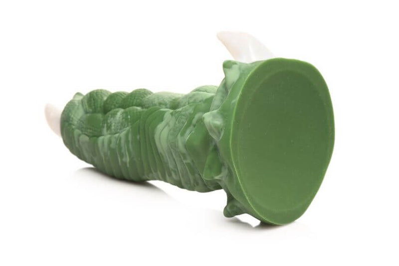 Creature Cocks Dragon Claw Silicone Dildo in green with white talons, designed for mythical pleasure from XR Brands