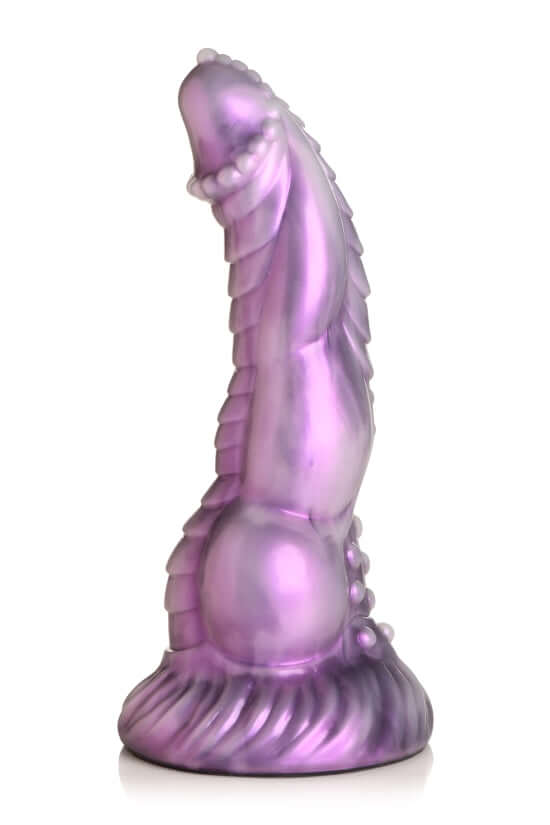Fantasy Celestial Cock silicone dildo with suction cup base in shimmering pearly purple, designed by XR Brands for otherworldly pleasure.