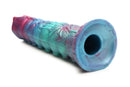 Creature Cocks Galactic Breeder Ovipositor Silicone Dildo in teal, red, and blue iridescent colors from XR Brands