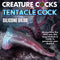 Creature Cocks Tentacle Cock Silicone Dildo with vibrant red and blue design against oceanic backdrop showing another tentacle in background.