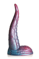 Creature Cocks Tentacle Silicone Dildo in vibrant red and blue with an iridescent finish, featuring exciting textures for deep sea pleasure.