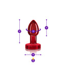 Viben Cheeky Charms Small Vibrating Remote Anal Plug Red with dimensions highlighted for improved visual understanding.