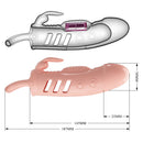 Pretty Love Sloane Vibrating Penis Sleeve Flesh - detailed view of flesh and transparent designs with dimensions.